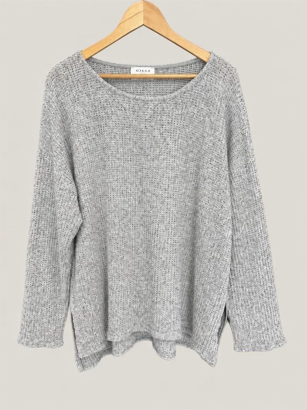 Gilli Heather Gray Scoop Neck Knit Sweater - 1X